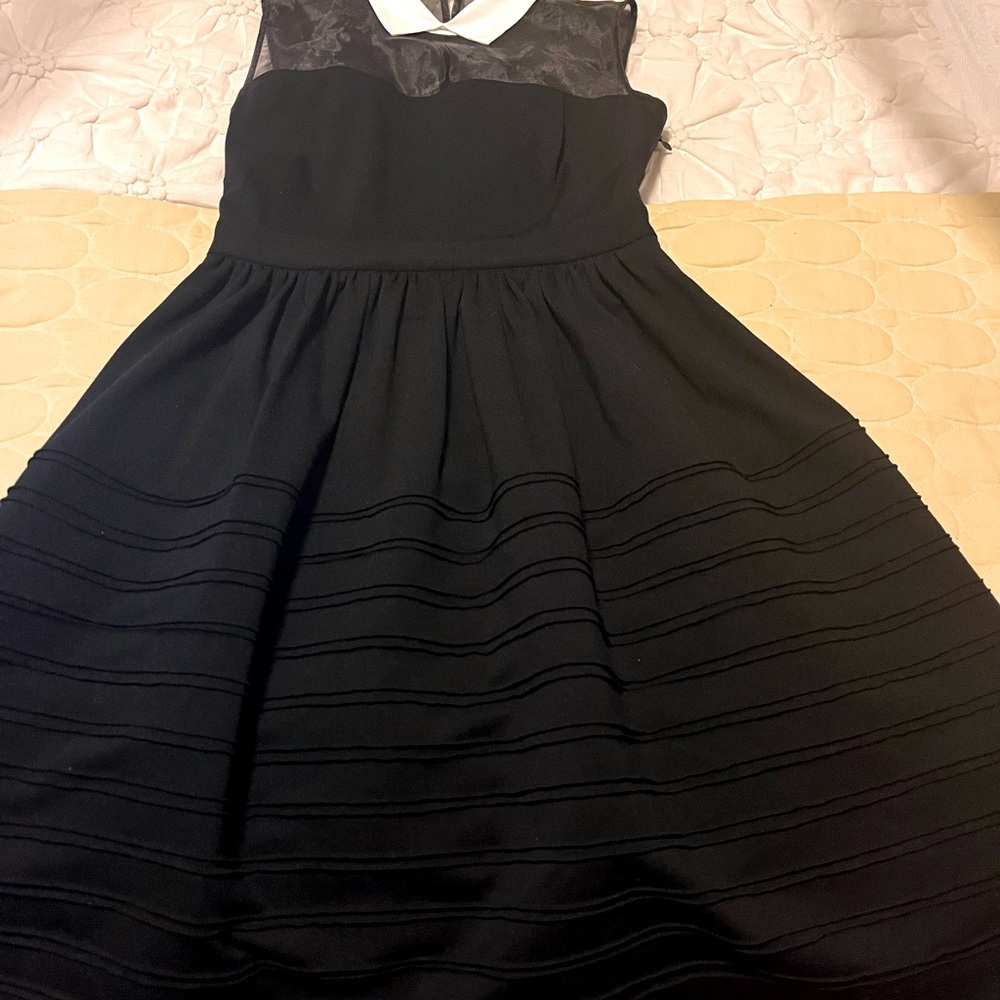 Betsey Johnson black white sheer midi dress